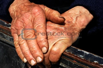 Hard work hands of an old lady
