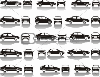 Black set of cars vector