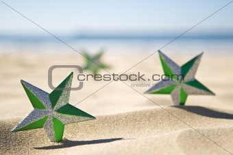 Christmas stars on beach