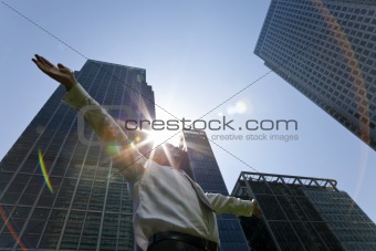 Male Executive In The City With Sunrise