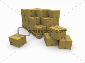 piles of cardboard boxes on a pallet