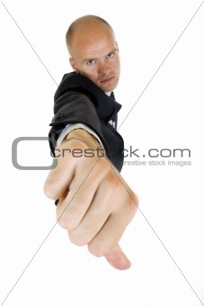 Young Businessmen making his thumb down