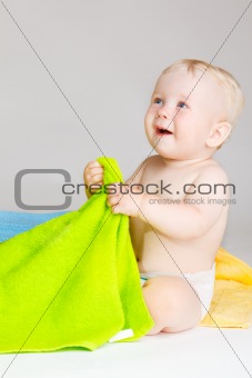 Baby with towels