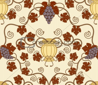 beautiful vine leaf and urn seamless tile design 
