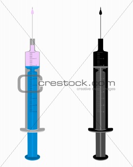 Illustration of two filled  injections on white background