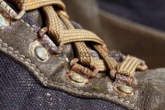 old used trekking shoes