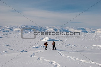 Snow shoes and ice field in Greenland