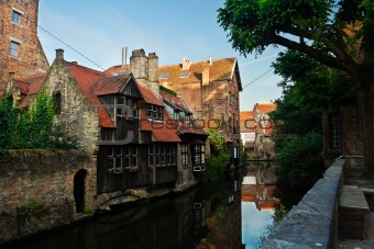 Canals and buildings in Brugge, Belgium