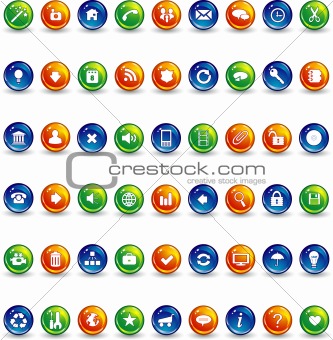 orange blue and green button icons