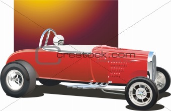 Red nostalgic drag car