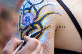 body painting in process.