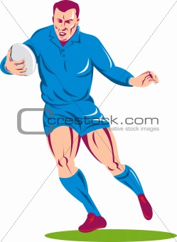 Rugby player running with the ball