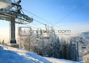 winter morning and ski lift