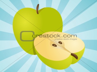 Apple whole and half illustration