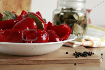 Delicious sweet red pepper pickles 