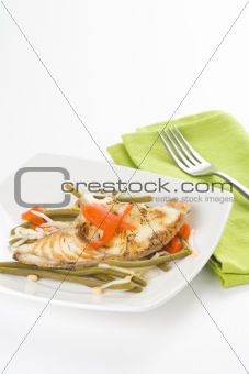grilled fillet of fish and soy beans