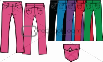 lady skinny denim jeans with sharp colour