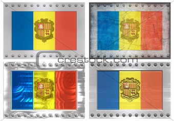 four metal Flags of andorra