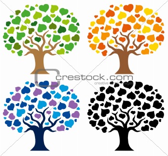 Various trees silhouettes