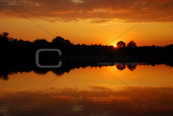 amazing sunset at lake