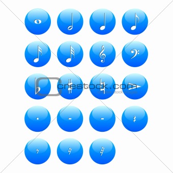 Music notes buttons signs vector illustration