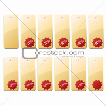 Vector tags with percents for sales