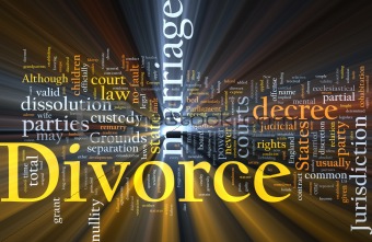 Divorce word cloud glowing