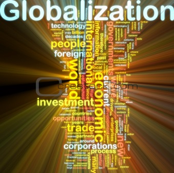 Globalization wordcloud glowing