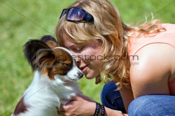 Young woman and her dog