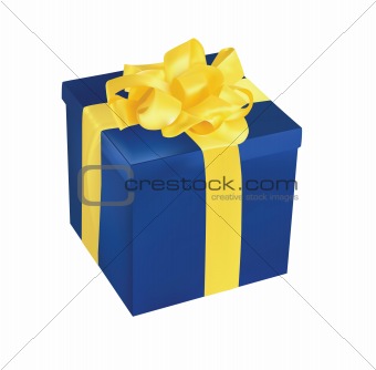 Blue Gift Box With Yellow Ribbon