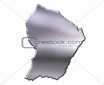 French Guiana 3D Silver Map