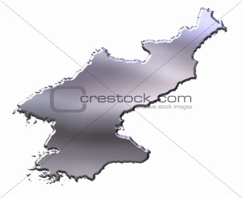 Korea North 3D Silver Map