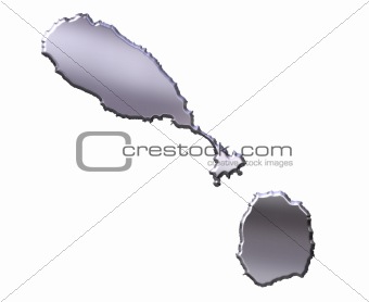 Saint Kitts and Nevis 3D Silver Map