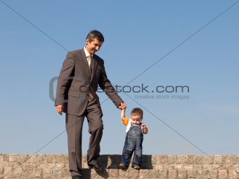 father and his little son outdoors