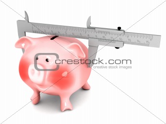 Piggy bank and vernier calliper