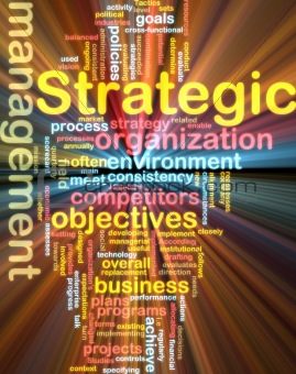 Strategic management wordcloud glowing