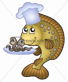 Carp chef with earthworms