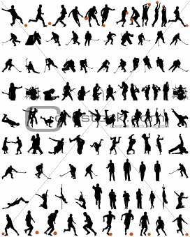 dance and sport silhouettes set