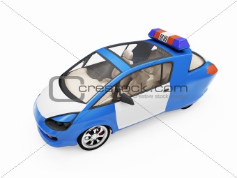 Future concept of police car isolated view