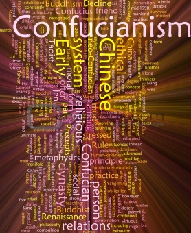 Confucianism word cloud glowing