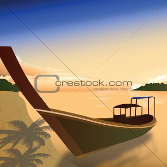 view of boat parked at backwaters, kerala