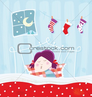 Sleeping child during christmas night