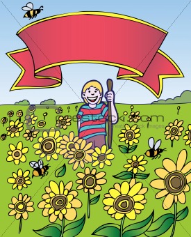 Child Adventure: Sunflower Field with Banner
