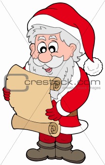 Santa Claus reading parchment
