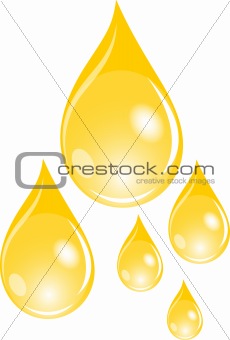Illustration of  a set of golden waterdrops