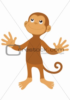 Vector brown happy monkey