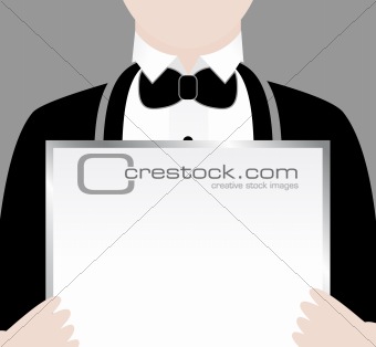 Waiter with Sign