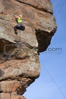 Rock climbing woman