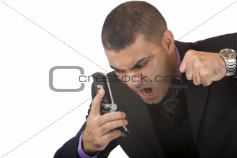 Business man screams because of stress