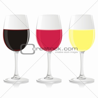 fully editable vector illustration of isolated wine glasses